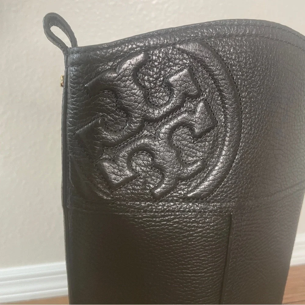 Tory Burch Black Leather Riding Boots knee high boots